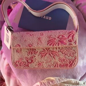 Chic Pink Beaded Shoulder Bag Staud